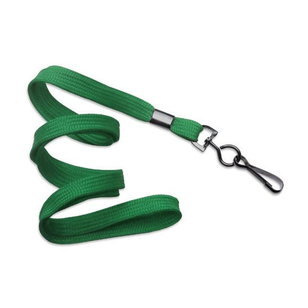 2135-3771 Standard Lanyard, Flat Braid Lanyard 3/8" (10mm), Flat Polyproylene Lanyard, Non-Breakaway, Black-Oxide Swivel Hook, Crimp Finishing - 100/pack