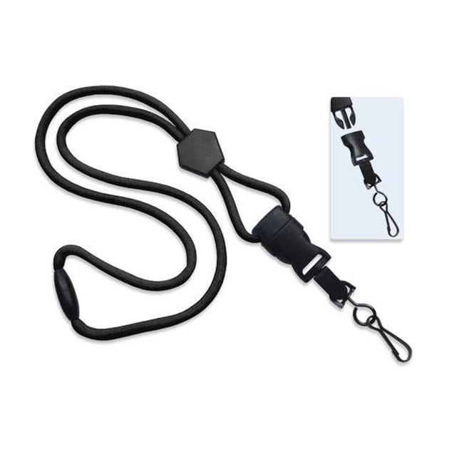 2135-4501 Standard Lanyard, Round Dtach Lanyard 1/4" (6mm), OptiBraid Polypropylene Round Lanyard, Breakaway, Dtach Swivel Hook, Diamond Slider - 100/pack