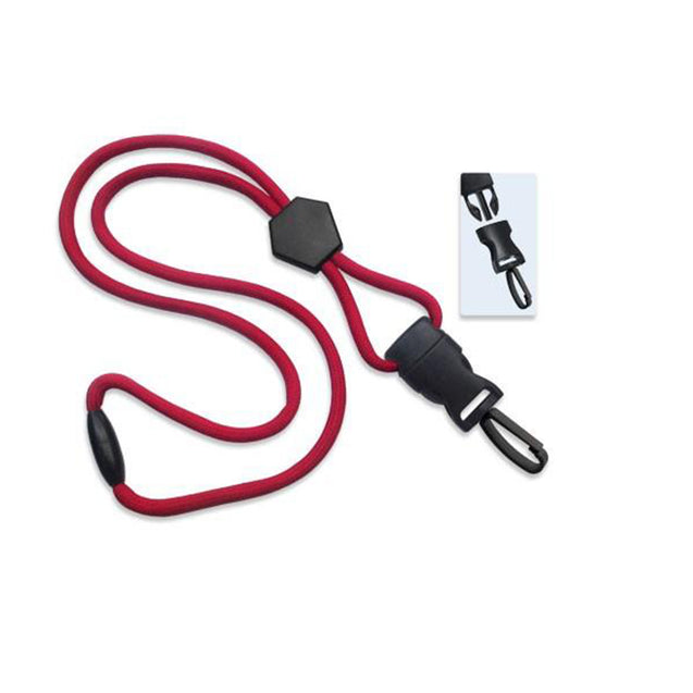 2135-4509 Standard Lanyard, Round Dtach Lanyard 1/4" (6mm), OptiBraid Polypropylene Round Lanyard, Breakaway, Dtach Plastic Swivel Snap Hook, Diamond Slider - 100/pack