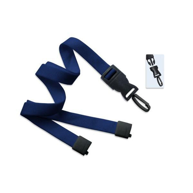2135-4653 Standard Lanyard, Optiweave Dtach Lanyard 5/8" (16mm), Flat Tubular Polyester Lanyard, Breakaway, Dtach Plastic Swivel Snap Hook, 5/8" (16mm) wide x 36" (900mm) long - 100/pack