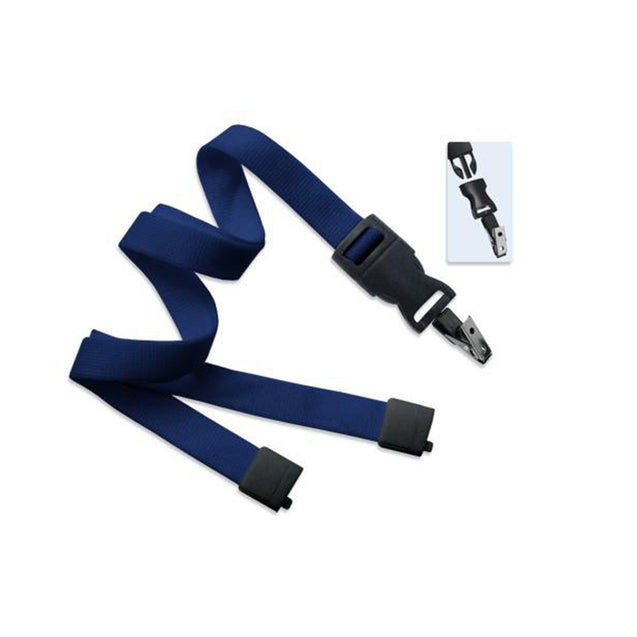 2135-4661 Standard Lanyard, Optiweave Dtach Lanyard 5/8" (16mm), Flat Tubular Polyester Lanyard, Breakaway, Dtach Bulldog Clip, 5/8" (16mm) wide x 36" (900mm) long - 100/pack