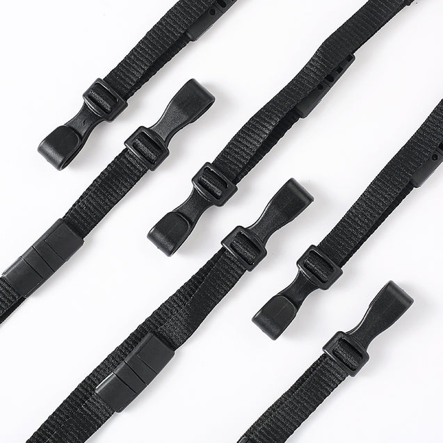 2137-2033 Standard Lanyard, Adjustable Breakaway Lanyard 3/8" (10mm), Flat Ribbed Polyester Lanyard, Breakaway, Slide Adjuster, Wide "no-twist" plastic hook, 3/8" wide x 24-44" long (adjustable) - 100/pack