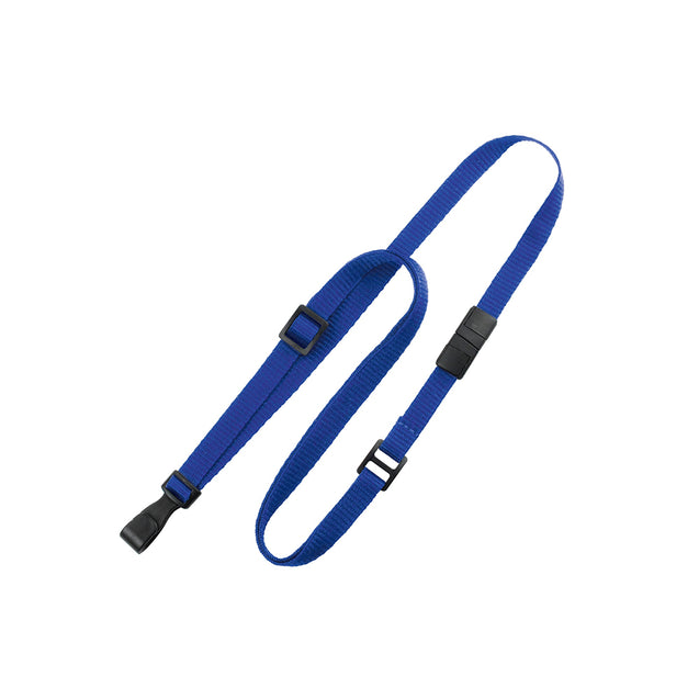 2137-2033 Standard Lanyard, Adjustable Breakaway Lanyard 3/8" (10mm), Flat Ribbed Polyester Lanyard, Breakaway, Slide Adjuster, Wide "no-twist" plastic hook, 3/8" wide x 24-44" long (adjustable) - 100/pack
