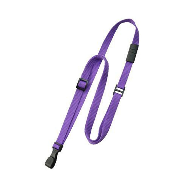 2137-2033 Standard Lanyard, Adjustable Breakaway Lanyard 3/8" (10mm), Flat Ribbed Polyester Lanyard, Breakaway, Slide Adjuster, Wide "no-twist" plastic hook, 3/8" wide x 24-44" long (adjustable) - 100/pack
