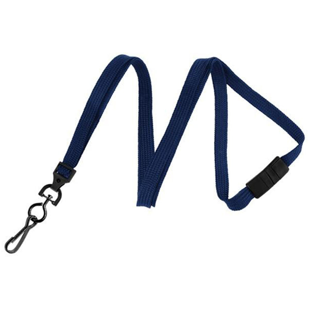 2137-3771 Standard Lanyard, Flat Braid Lanyard 3/8" (10mm), Flat Tubular Polyester Lanyard, Breakaway, Black Oxide Swivel Hook, Universal Slide Adapter - 100/pack