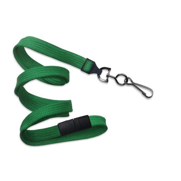 2137-3771 Standard Lanyard, Flat Braid Lanyard 3/8" (10mm), Flat Tubular Polyester Lanyard, Breakaway, Black Oxide Swivel Hook, Universal Slide Adapter - 100/pack