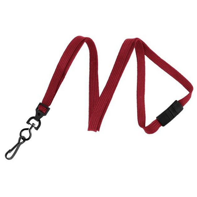 2137-3771 Standard Lanyard, Flat Braid Lanyard 3/8" (10mm), Flat Tubular Polyester Lanyard, Breakaway, Black Oxide Swivel Hook, Universal Slide Adapter - 100/pack