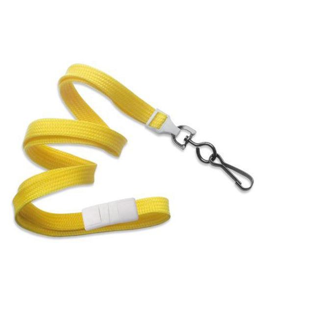 2137-3771 Standard Lanyard, Flat Braid Lanyard 3/8" (10mm), Flat Tubular Polyester Lanyard, Breakaway, Black Oxide Swivel Hook, Universal Slide Adapter - 100/pack