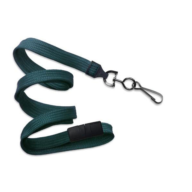 2137-3771 Standard Lanyard, Flat Braid Lanyard 3/8" (10mm), Flat Tubular Polyester Lanyard, Breakaway, Black Oxide Swivel Hook, Universal Slide Adapter - 100/pack