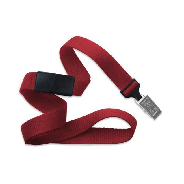 2138-6001 Standard Lanyard, Flat Ribbed Lanyard 5/8" (16mm), Flat Ribbed Polyester Lanyard, Breakaway, NPS Bulldog Clip, Universal Slide Adapter - 100/pack