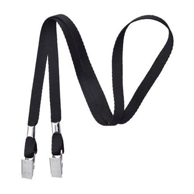 2140-5301 Standard Lanyard, Open-Ended Event Lanyard 3/8" (10mm), Polyester Lanyard, Non-Breakaway, Two Bulldog Clips, 3/8" (10mm) wide x 36" (900mm) long - 100/pack