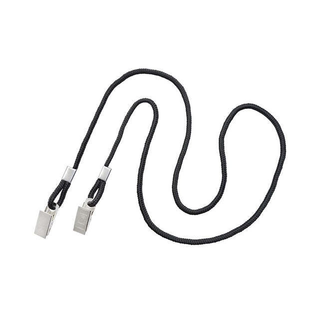 2140-6001 Standard Lanyard, Open-Ended Event Lanyard 1/8" (3mm), Round Polypropylene Lanyard, Non-Breakaway, Two Metal bulldog clip, 1/8" (3mm) wide x 36" (900mm) long - 100/pack