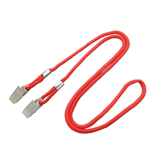 2140-6001 Standard Lanyard, Open-Ended Event Lanyard 1/8" (3mm), Round Polypropylene Lanyard, Non-Breakaway, Two Metal bulldog clip, 1/8" (3mm) wide x 36" (900mm) long - 100/pack