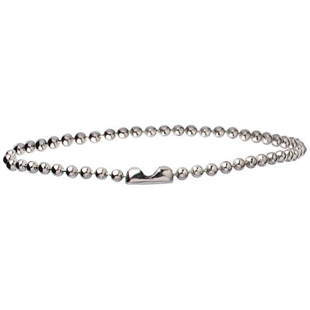 2450-1000 Luggage Accessory, 5" (127mm) NO. 3 (2.3mm bead), Ball Chain w/connection, Nickel Plated Steel - 1000/pack