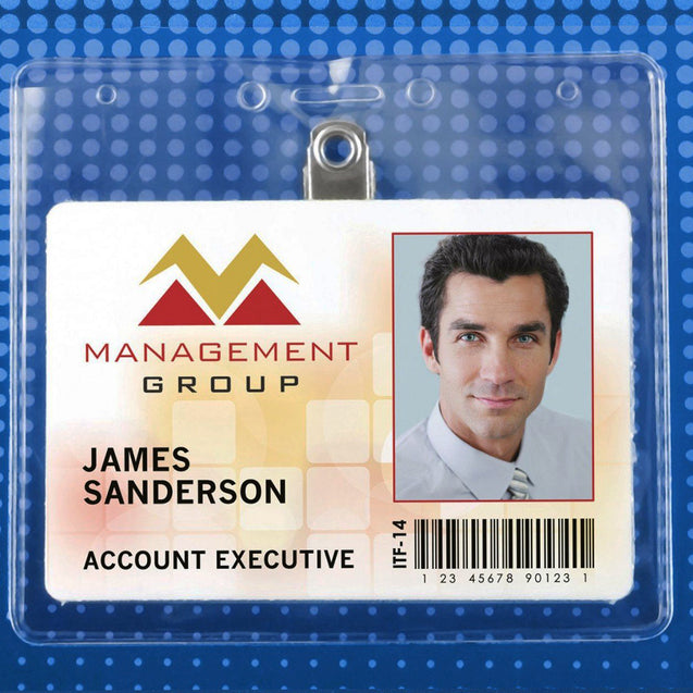 304-HSC Vinyl Badge Holder, Clip-On Badge Holder 4.00" x 3.63" (102 mm 92 mm), Economy Short Term Use, thickness 0.25 mm front and 0.25 mm back, Color Clear - 100/pack