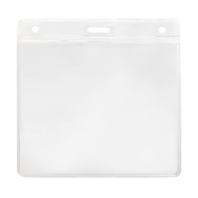 304-ISLC-CLR Vinyl Badge Holder, Color-Coded Vinyl Badge Holder 4.25" x 3.63" (108 mm x 92mm), Clear vinyl pocket front with color bar at top, Front and back thickness of 8 mils, Horizontal top-load format -100/pack