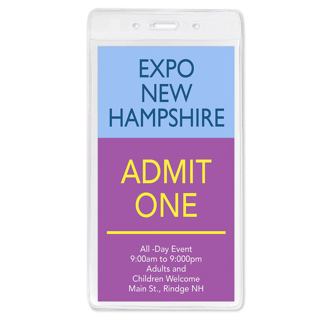 306-357 Vinyl Badge Holder, Economy Event Badge Holder 3.25" x 6.25" (83 mm x 159 mm), One Pocket  - Credential / Event Size ; Slot and Chain Holes, thickness 0.25 mm front and 0.25 mm back, Color Clear - 100/pack