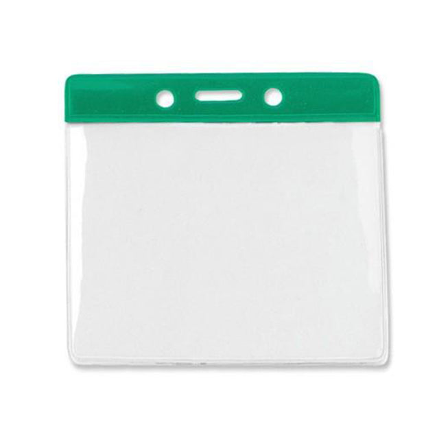 406-J-BLK Vinyl Badge Holder, Color-Coded Vinyl Badge Holder 4.00" x 3.18" (102 x 81mm), Clear vinyl pocket front with color bar at top, thickness 0.23 mm front and 0.23 mm back, Horizontal top-load format - 100/pack