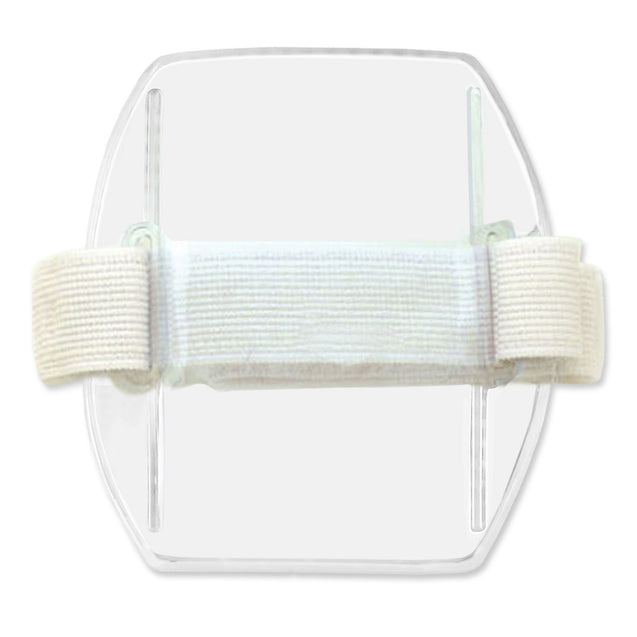 504-ARNB Speciality Badge Holder, Armband Holder Series 2.38" x 3.38" (60 mm x 86 mm), Arm Band Badge Holder with Strap, Heavy-duty 30mil vinyl construction ; with Flexible elastic strap