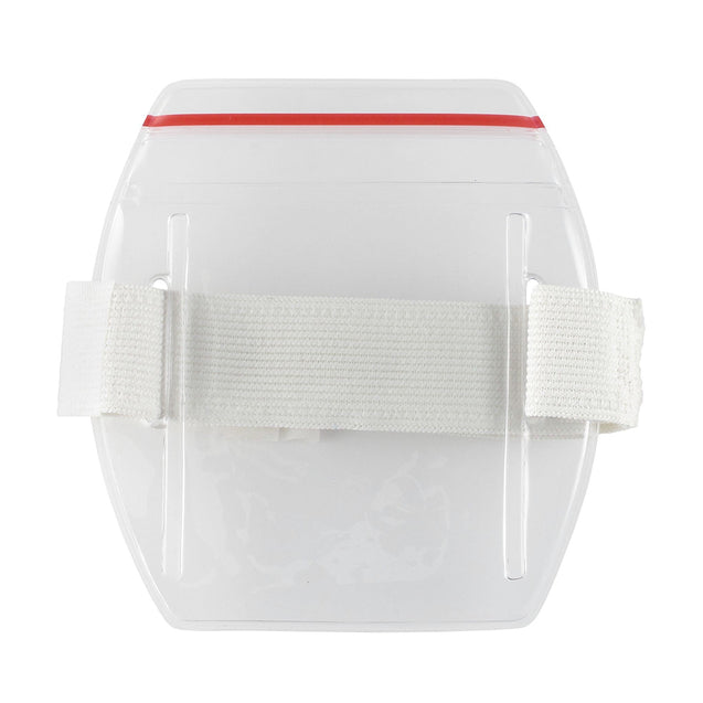 504-ARZB Speciality Badge Holder, Armband Holder Series 2.38" x 3.38" (60 mm x 86 mm), Arm Band Badge Holder with Strap - Zipper Closure, Heavy-duty 30mil vinyl construction ; with Flexible elastic strap