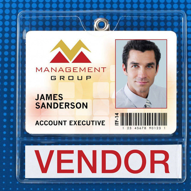 504-JL Vinyl Badge Holder, Clip-On Badge Holder 4.00" x 3.00" (102 mm x 76 mm); 4.00" x 0.75" (102 mm x 19 mm), Heavy-Duty Display Holder with Bulldog Clip, Unique badge/display combination, Color Clear - 100/pack