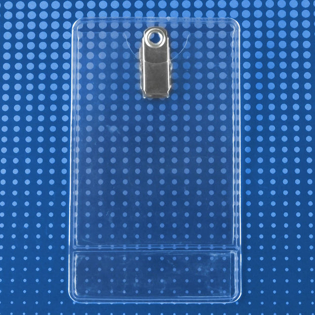 504-NITT Vinyl Badge Holder, Clip-On Badge Holder Top: 2.25" x 3.38" (57 mm x 86 mm); Bottom: 2.25" x 0.63" (57 mm x 16 mm), Heavy-Duty Display Holder with Bulldog Clip, Unique badge/display combination, Color Clear - 100/pack