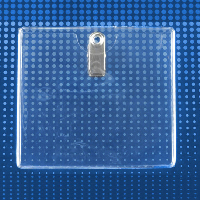 504-H Vinyl Badge Holder, Clip-On Badge Holder 4" x 3.5" (102 mm x 89 mm), Premium Holder with Bulldog Clip, Large Convention Size, Color Clear - 100/pack