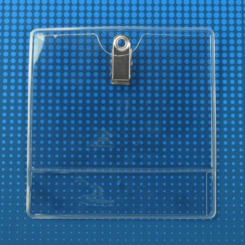 504-JL Vinyl Badge Holder, Clip-On Badge Holder 4.00" x 3.00" (102 mm x 76 mm); 4.00" x 0.75" (102 mm x 19 mm), Heavy-Duty Display Holder with Bulldog Clip, Unique badge/display combination, Color Clear - 100/pack