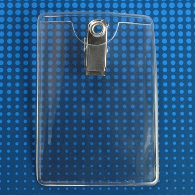 504-N Vinyl Badge Holder, Clip-On Badge Holder 2.50" x 3.50" (64 mm x 89 mm), Premium Holder with Bulldog Clip, thickness 0.25 mm front and 0.76 mm back, Color Clear - 100/pack