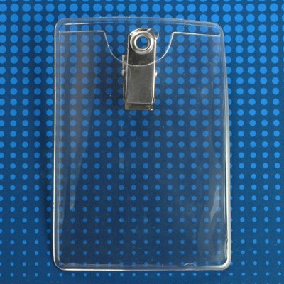 Vinyl Badge Holder, Clip-On Badge Holder 2.50" x 3.50" (64 mm x 89 mm), Premium Holder with Bulldog Clip, thickness 0.25 mm front and 0.76 mm back, Color Clear - 1000/pack