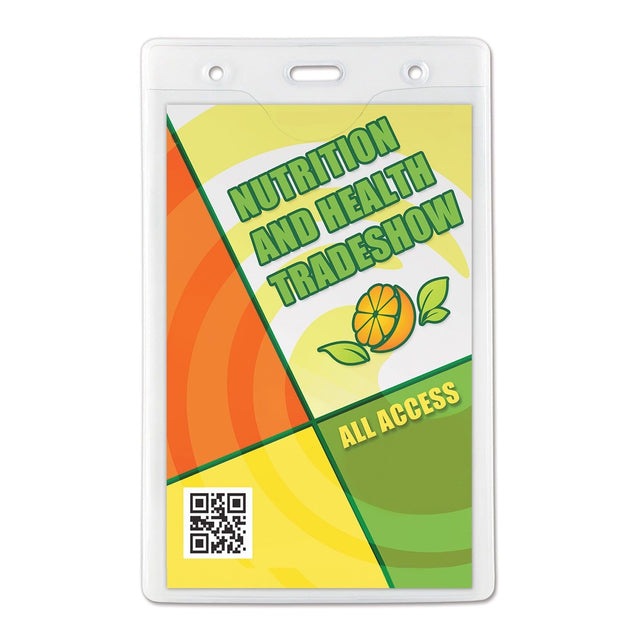 506-456 Vinyl Badge Holder, Premium Event Badge Holder 4.00" x 6.00" (102 mm x 152 mm), Extra Large Event Size Holder, thickness 0.25 mm front and 0.51 mm back - Color Clear - 100/pack
