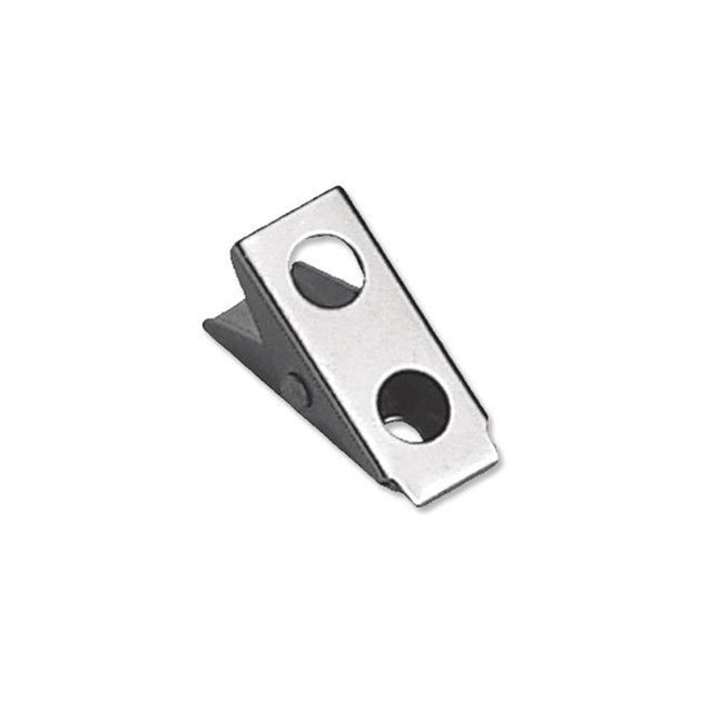 5705-1000 Badge Attachment, 1" (25.4mm), 2-Hole Thumb-Grip Clip W/Semi-Overlapping Jaws, Nickel Plated Steel - 100/pack