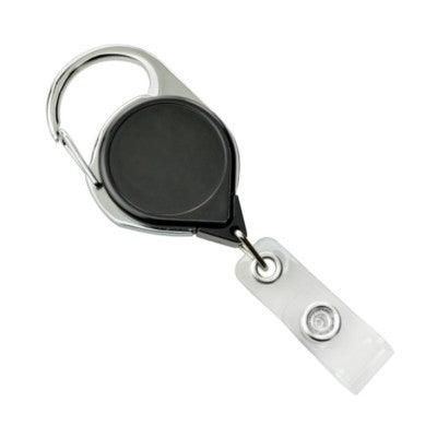 704-CLP-BLK Twist-Free Carabiner Badge Reel, Carabiner with Belt Clip 1 1/4" (32mm), Reel Diameter 1 1/4" (32mm), Cord Length : 36" (915mm), Label size : 1 1/16" (28mm), Clear Vinyl Strap - 25/pack