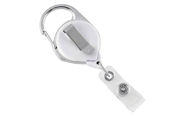 704-CLP-BLK Twist-Free Carabiner Badge Reel, Carabiner with Belt Clip 1 1/4" (32mm), Reel Diameter 1 1/4" (32mm), Cord Length : 36" (915mm), Label size : 1 1/16" (28mm), Clear Vinyl Strap - 25/pack