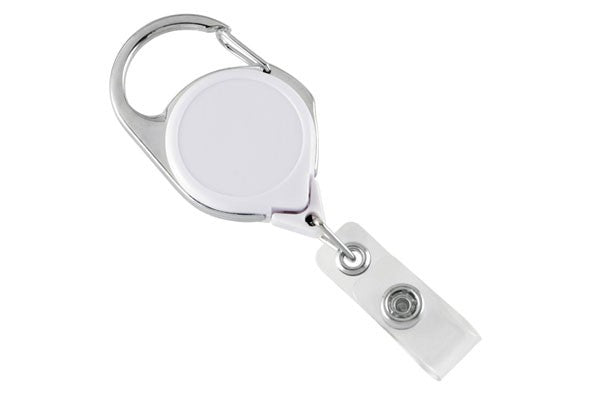 704-CLP-BLK Twist-Free Carabiner Badge Reel, Carabiner with Belt Clip 1 1/4" (32mm), Reel Diameter 1 1/4" (32mm), Cord Length : 36" (915mm), Label size : 1 1/16" (28mm), Clear Vinyl Strap - 25/pack