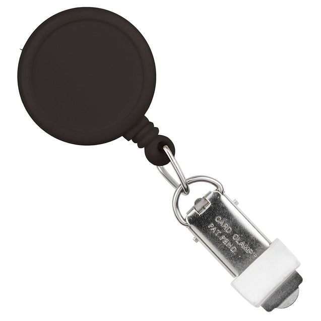 MaxLabel Badge Reel, Swivel Clip Style 1 1/4" (32mm), Reel Diameter 1 1/4" (32mm), Cord Length : 34" (864mm), Label size : 1" (25mm), Card Clamp, - Color Black - 25/pack