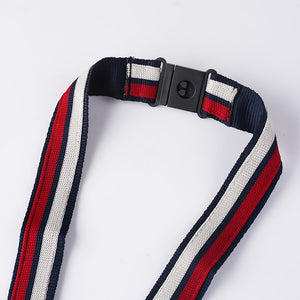 Two layers weaving Lanyard with PU Leather logo W1913