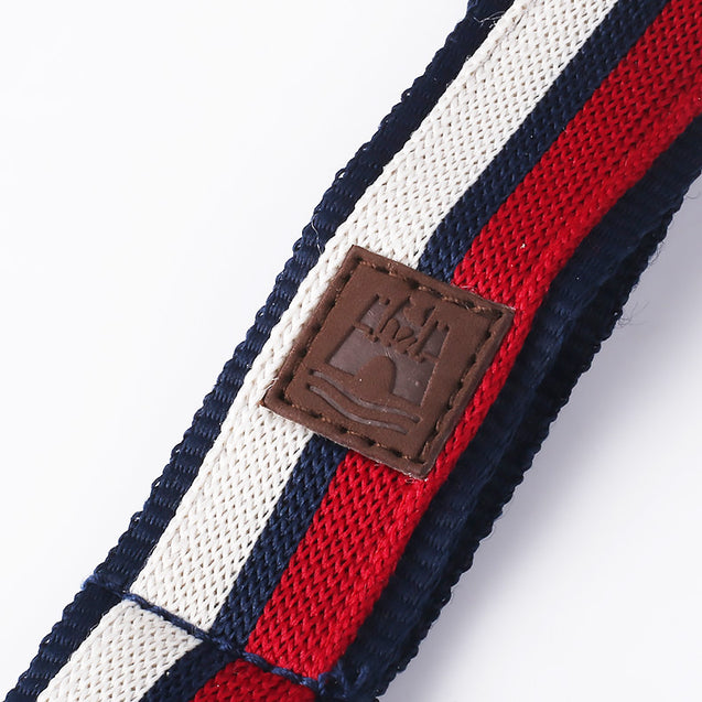 Two layers weaving Lanyard with PU Leather logo W1913