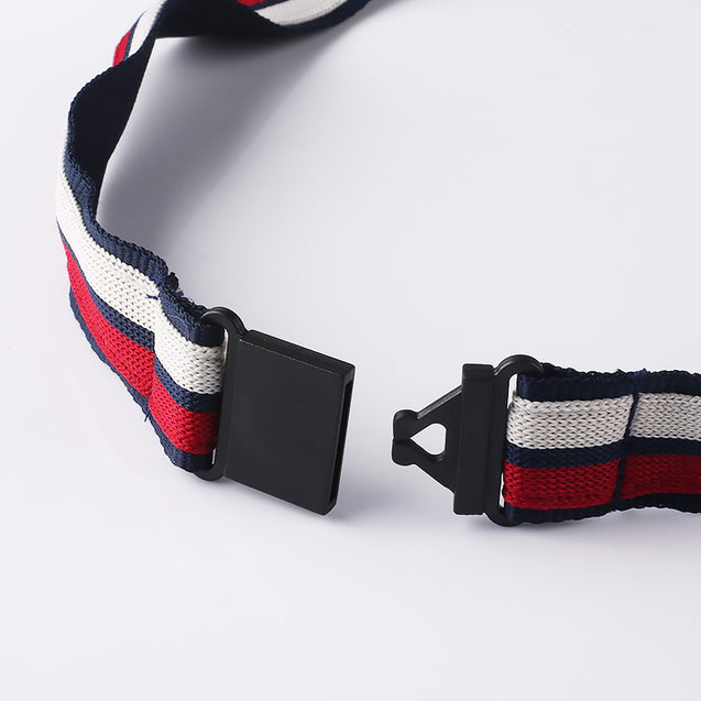 Two layers weaving Lanyard with PU Leather logo W1913