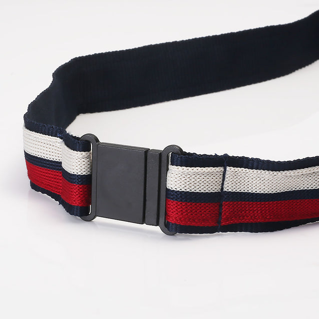 Two layers weaving Lanyard with PU Leather logo W1913