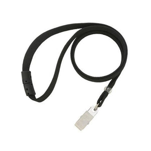 BL-34C-BLK Standard Lanyard, Tubular Lanyard 3/8" (10mm), Flexible Tubular Polyester Lanyard, Breakaway, NPS Bulldog Clip, 3/8" (10mm) wide x 36" (900mm) long, 47" thread with tighter weave and softer texture - 100/pack