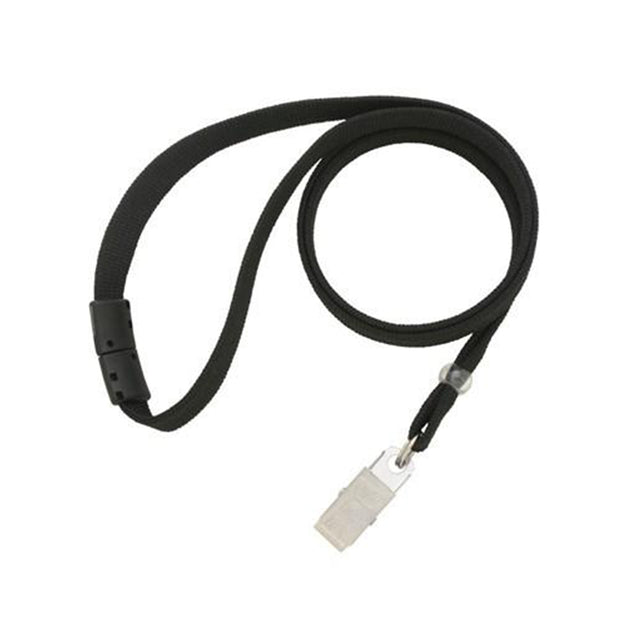 BL-34C-BLK Standard Lanyard, Tubular Lanyard 3/8" (10mm), Flexible Tubular Polyester Lanyard, Breakaway, NPS Bulldog Clip, 3/8" (10mm) wide x 36" (900mm) long, 47" thread with tighter weave and softer texture - 100/pack