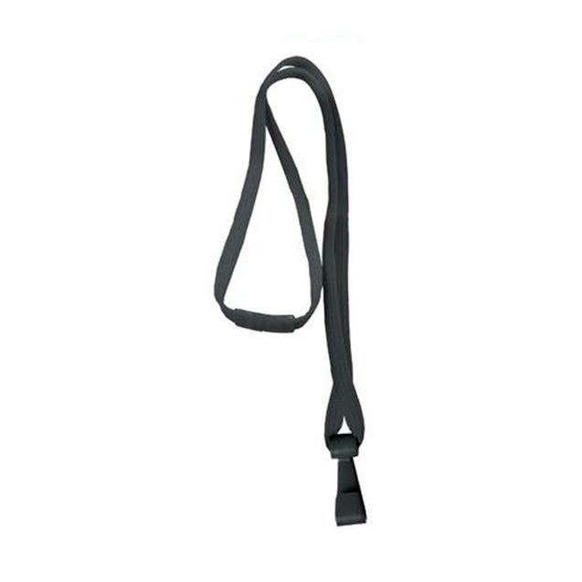 BL-34H-BLK Standard Lanyard, Tubular Lanyard 3/8" (10mm), Flexible Tubular Polyester Lanyard, Breakaway, "No-Flip" Wide Plastic Hook, 3/8" (10mm) wide x 36" (900mm) long, 47" thread with tighter weave and softer texture - 100/pack