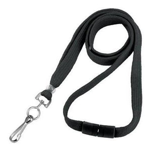 BL-34S-BLK Standard Lanyard, Tubular Lanyard 3/8" (10mm), Flexible Tubular Polyester Lanyard, Breakaway, NPS Swivel Hook, 3/8" (10mm) wide x 36" (900mm) long, 47" thread with tighter weave and softer texture - 100/pack