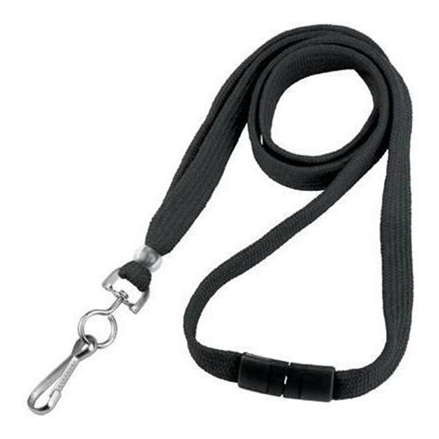 BL-34S-BLK Standard Lanyard, Tubular Lanyard 3/8" (10mm), Flexible Tubular Polyester Lanyard, Breakaway, NPS Swivel Hook, 3/8" (10mm) wide x 36" (900mm) long, 47" thread with tighter weave and softer texture - 100/pack