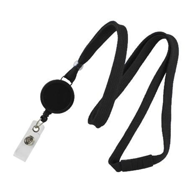 BL-545-BLK Standard Lanyard, Tubular Lanyard 3/8" (10mm), Flexible Tubular Polyester Lanyard, Breakaway, Badge Reel with Strap, 3/8" (10mm) wide x 36" (900mm) long, 47" thread with tighter weave and softer texture - 100/pack
