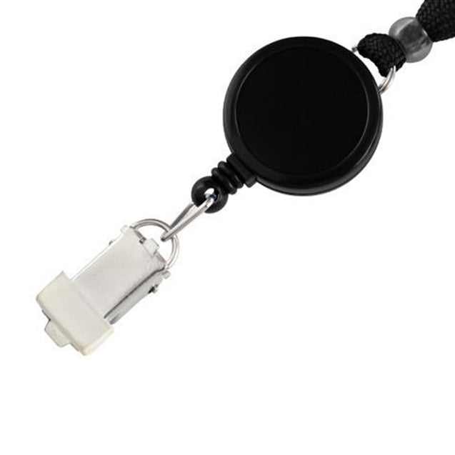 BL-545K6-BLK Standard Lanyard, Tubular Lanyard 3/8" (10mm), Flexible Tubular Polyester Lanyard, Breakaway, Badge Reel with Card Clamp, 3/8" (10mm) wide x 36" (900mm) long, 47" thread with tighter weave and softer texture - 100/pack