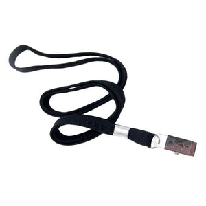NF-9C-BLK Standard Lanyard, Tubular Lanyard 3/8" (10mm), Flexible Tubular Polyester Lanyard, Non-Breakaway, Bulldog Clip, 3/8" (10mm) wide x 36" (900mm) long, 47" thread with tighter weave and softer texture - 100/pack